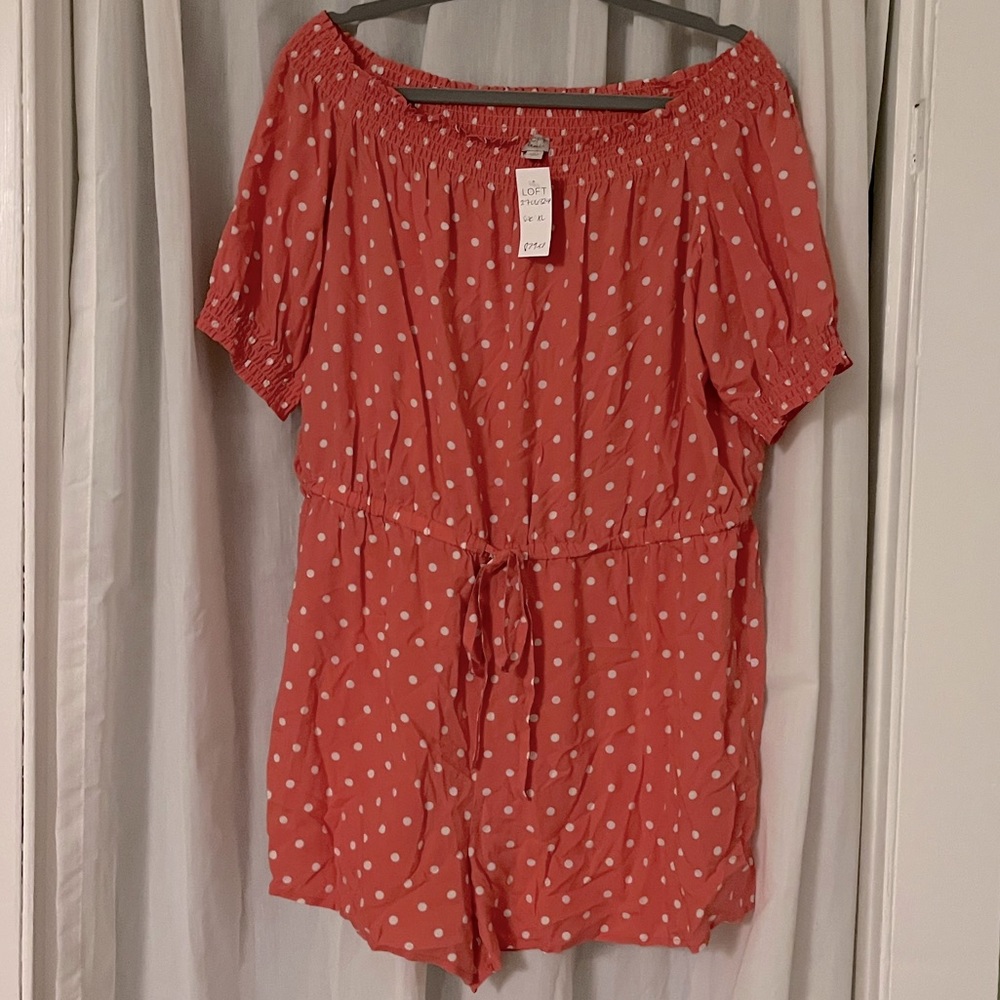 NWT Loft Polka Dot Orange Romper